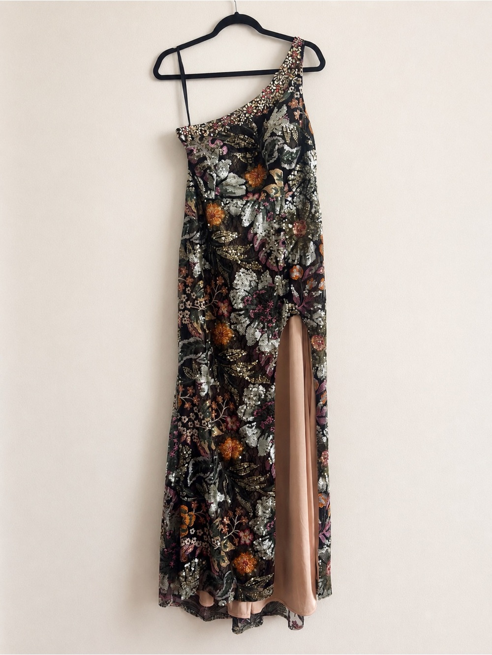 Mac Duggal 49574 Floral Sequin Embroidered One Shoulder Trumpet Gown size 12